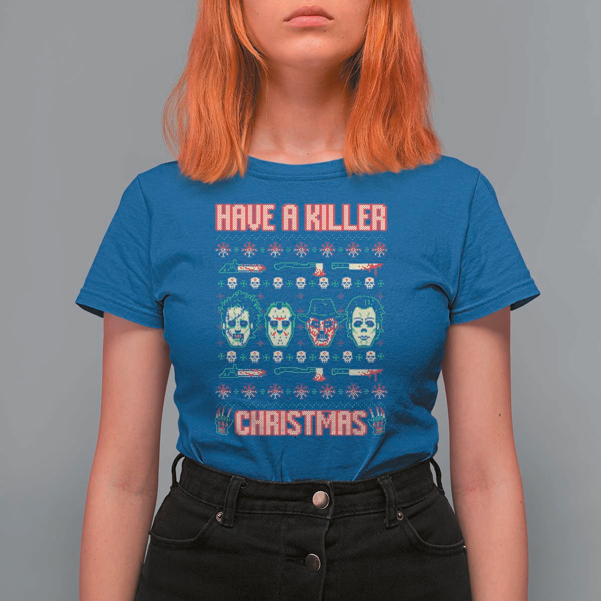 Horror Xmas T Shirt For Women Have A Killer Christmas Horror Characters - Wonder Print Shop