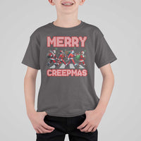 Horror Christmas T Shirt For Kid Merry Creepmas Horror Characters - Wonder Print Shop