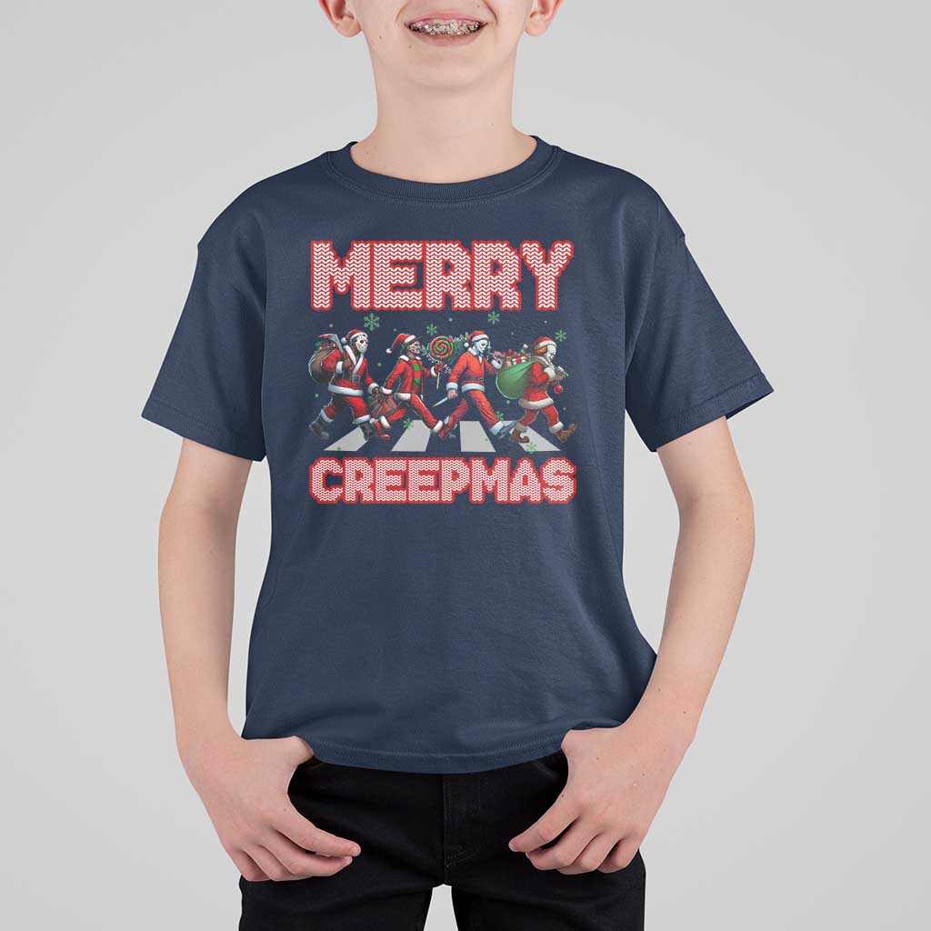 Horror Christmas T Shirt For Kid Merry Creepmas Horror Characters - Wonder Print Shop