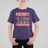 Horror Christmas T Shirt For Kid Merry Creepmas Horror Characters - Wonder Print Shop
