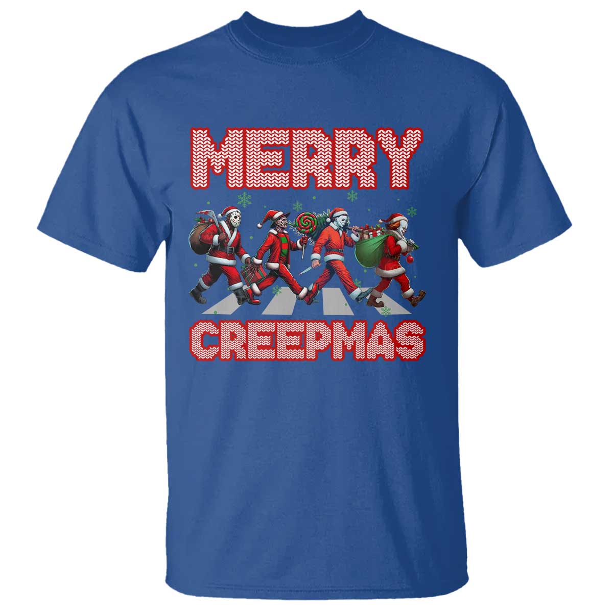 Horror Christmas T Shirt Merry Creepmas Horror Characters - Wonder Print Shop