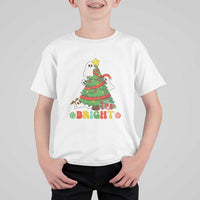Gothic Xmas T Shirt For Kid Making Spirits Bright Cute Ghost Christmas Tree - Wonder Print Shop