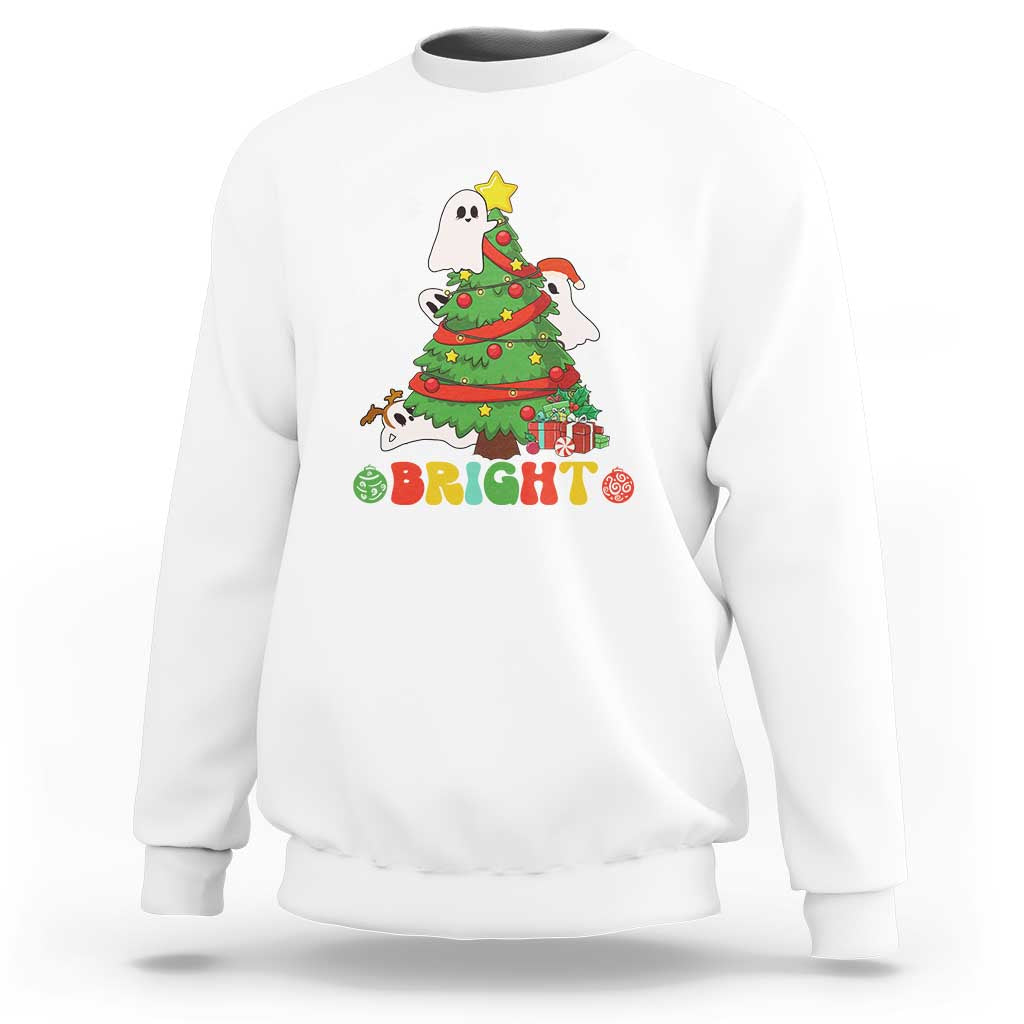 Gothic Xmas Sweatshirt Making Spirits Bright Cute Ghost Christmas Tree - Wonder Print Shop