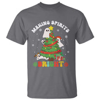 Gothic Xmas T Shirt Making Spirits Bright Cute Ghost Christmas Tree - Wonder Print Shop