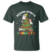 Gothic Xmas T Shirt Making Spirits Bright Cute Ghost Christmas Tree - Wonder Print Shop