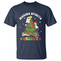 Gothic Xmas T Shirt Making Spirits Bright Cute Ghost Christmas Tree - Wonder Print Shop