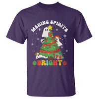 Gothic Xmas T Shirt Making Spirits Bright Cute Ghost Christmas Tree - Wonder Print Shop