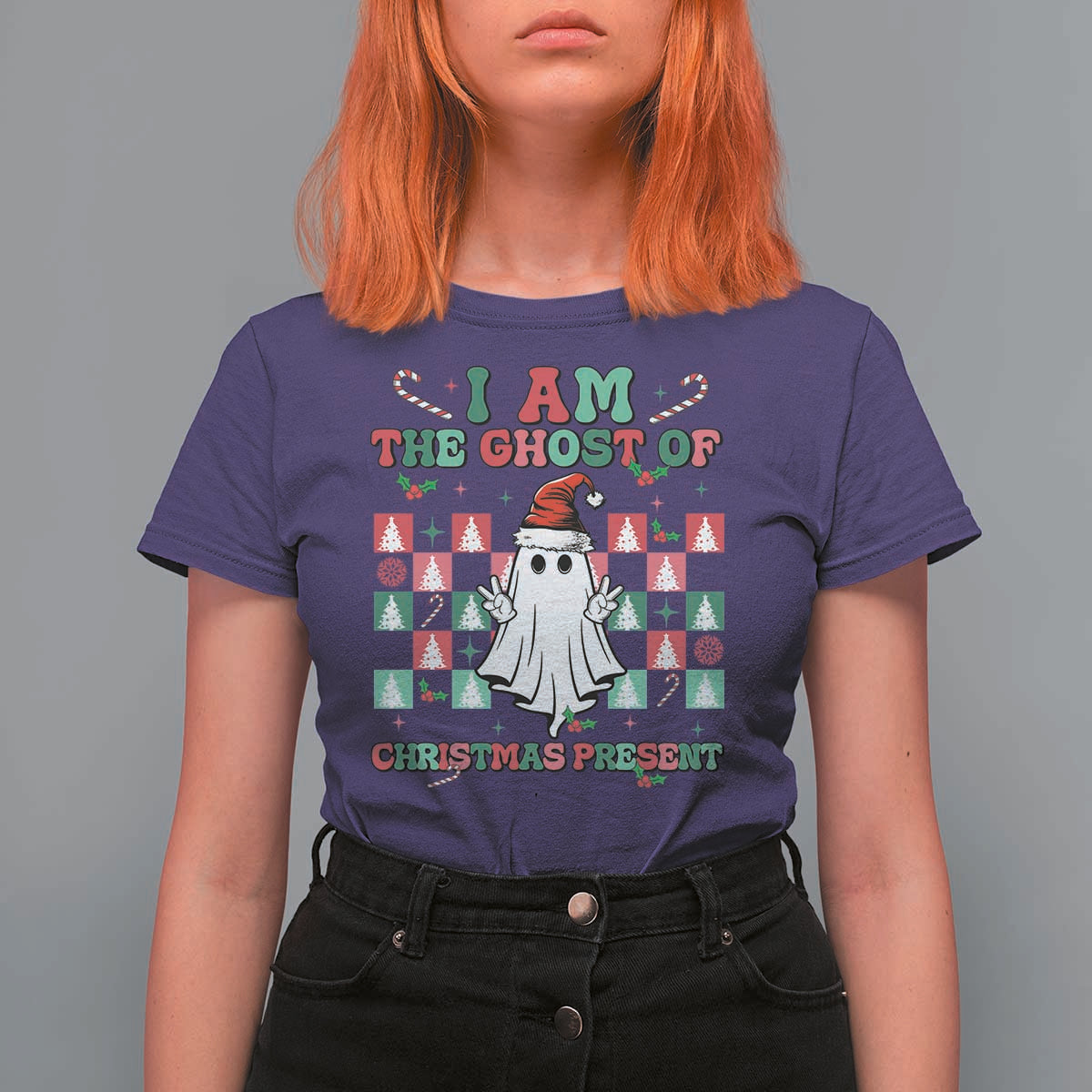 Funny Xmas T Shirt For Women I Am The Ghost Of Christmas Present - Wonder Print Shop