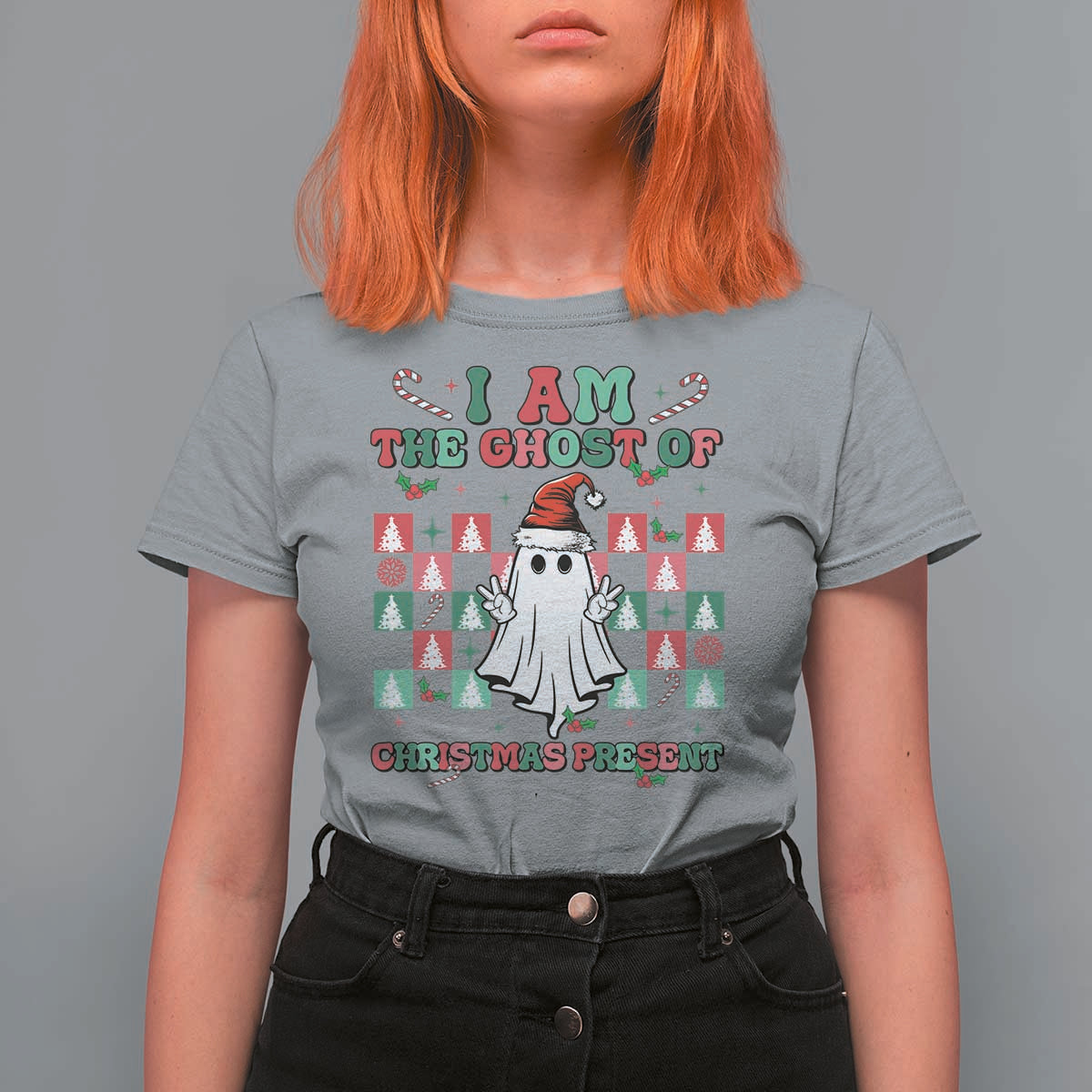 Funny Xmas T Shirt For Women I Am The Ghost Of Christmas Present - Wonder Print Shop