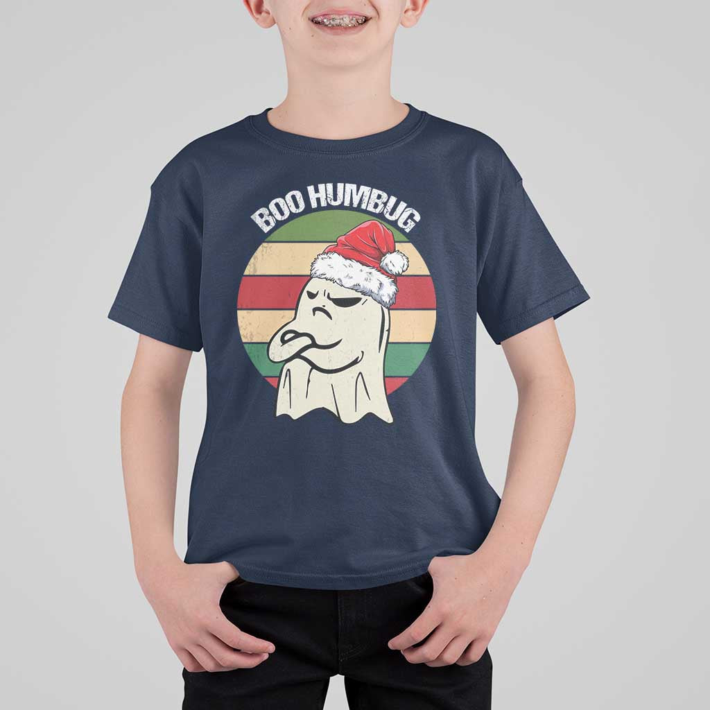 Gothic Xmas T Shirt For Kid Boo Humbug Santa Ghost - Wonder Print Shop