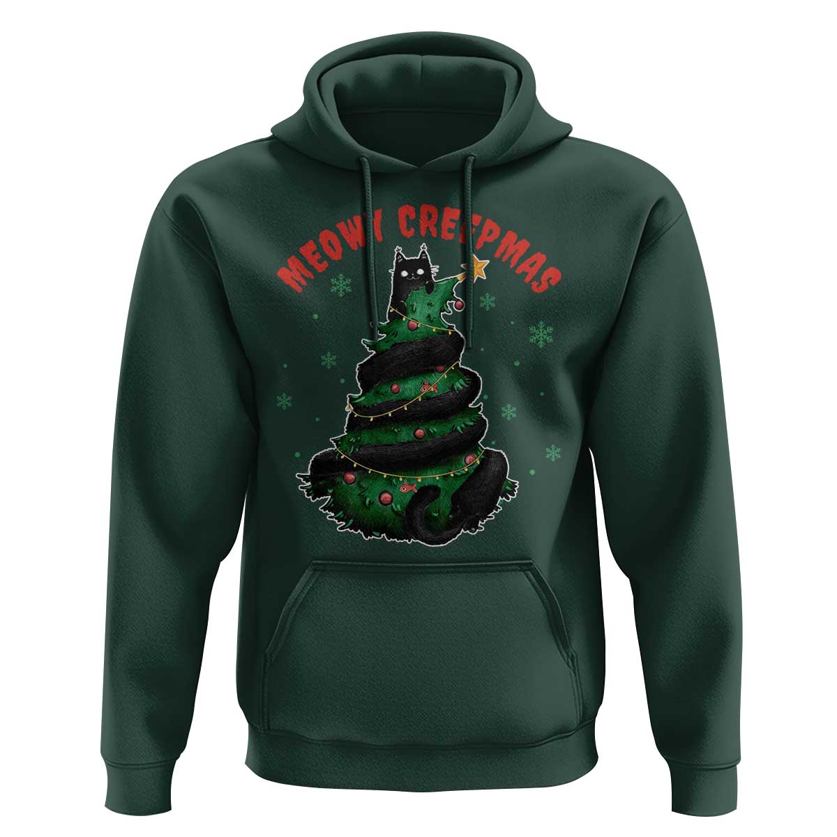 Gothic Xmas Hoodie Meowy Creepmas Cat Christmas Tree