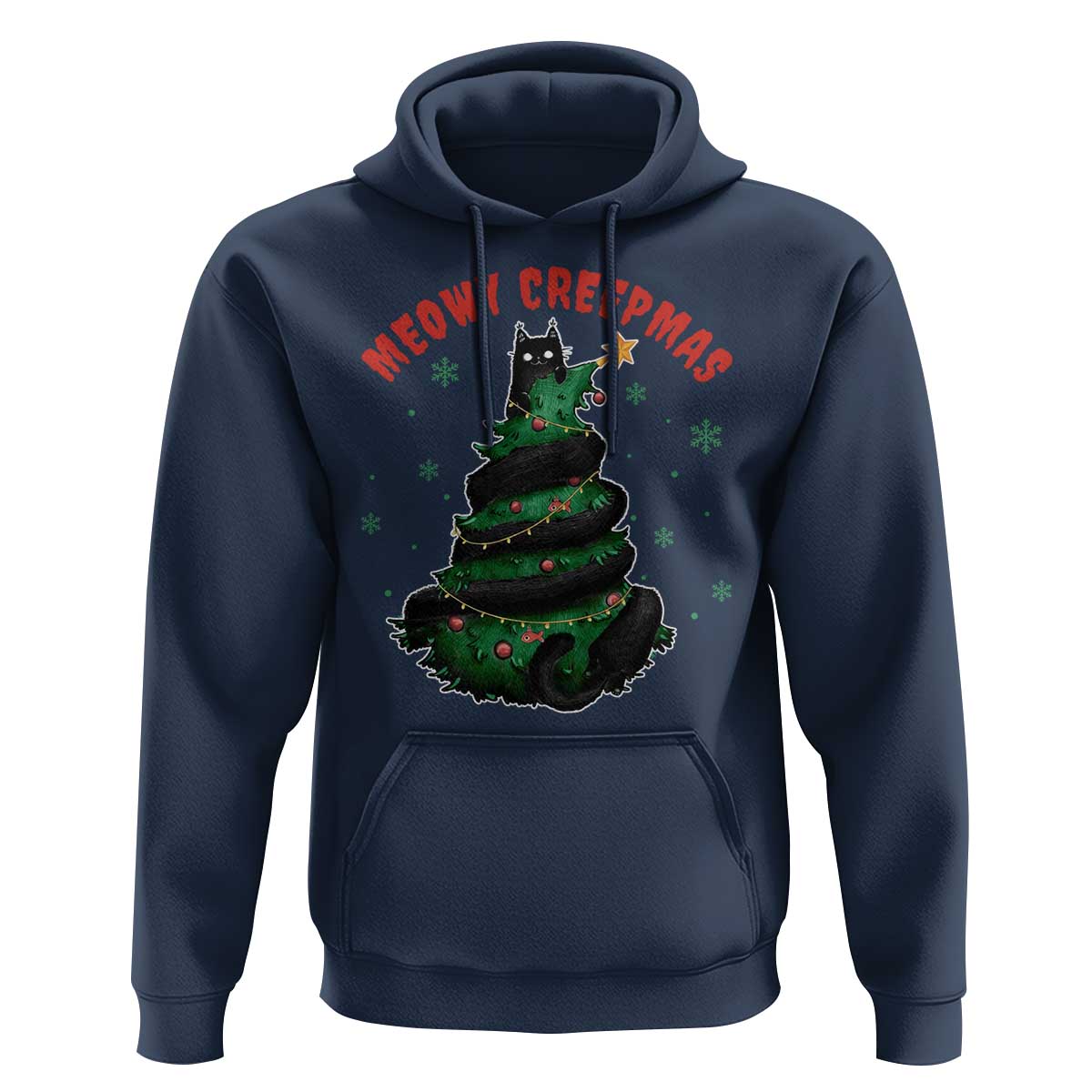 Gothic Xmas Hoodie Meowy Creepmas Cat Christmas Tree