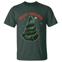 Gothic Xmas T Shirt Meowy Creepmas Cat Christmas Tree - Wonder Print Shop