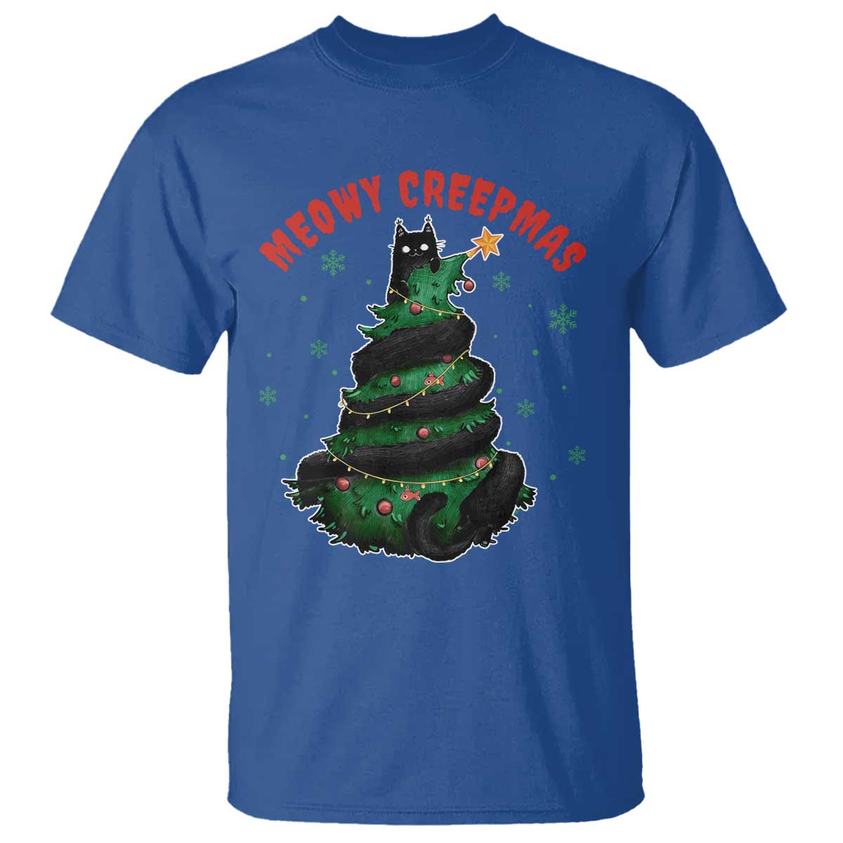 Gothic Xmas T Shirt Meowy Creepmas Cat Christmas Tree - Wonder Print Shop