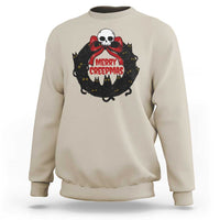 Gothic Christmas Sweatshirt Merry Creepmas Cat Wreath - Wonder Print Shop