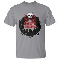 Gothic Christmas T Shirt Merry Creepmas Cat Wreath - Wonder Print Shop