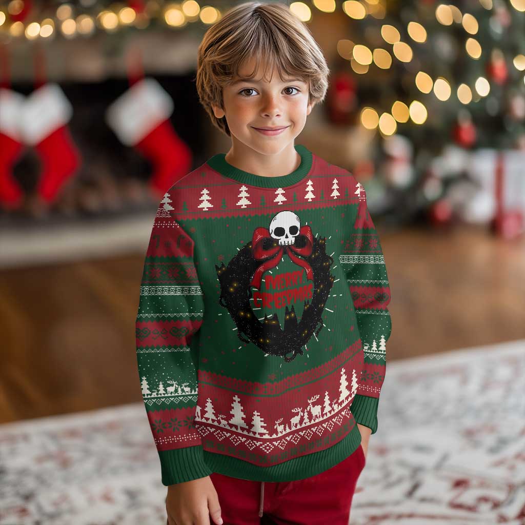 Gothic Xmas Ugly Christmas Sweater Merry Creepmas Cat Wreath - Wonder Print Shop
