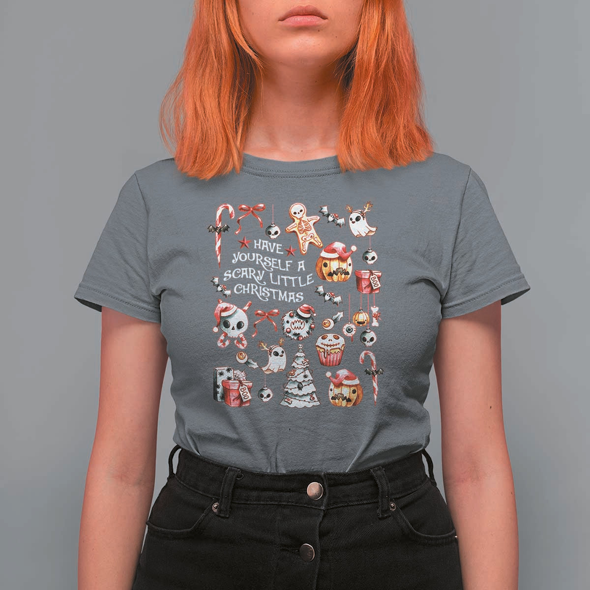 Gothic Xmas T Shirt For Women Have Yourself A Scary Little Christmas - Wonder Print Shop