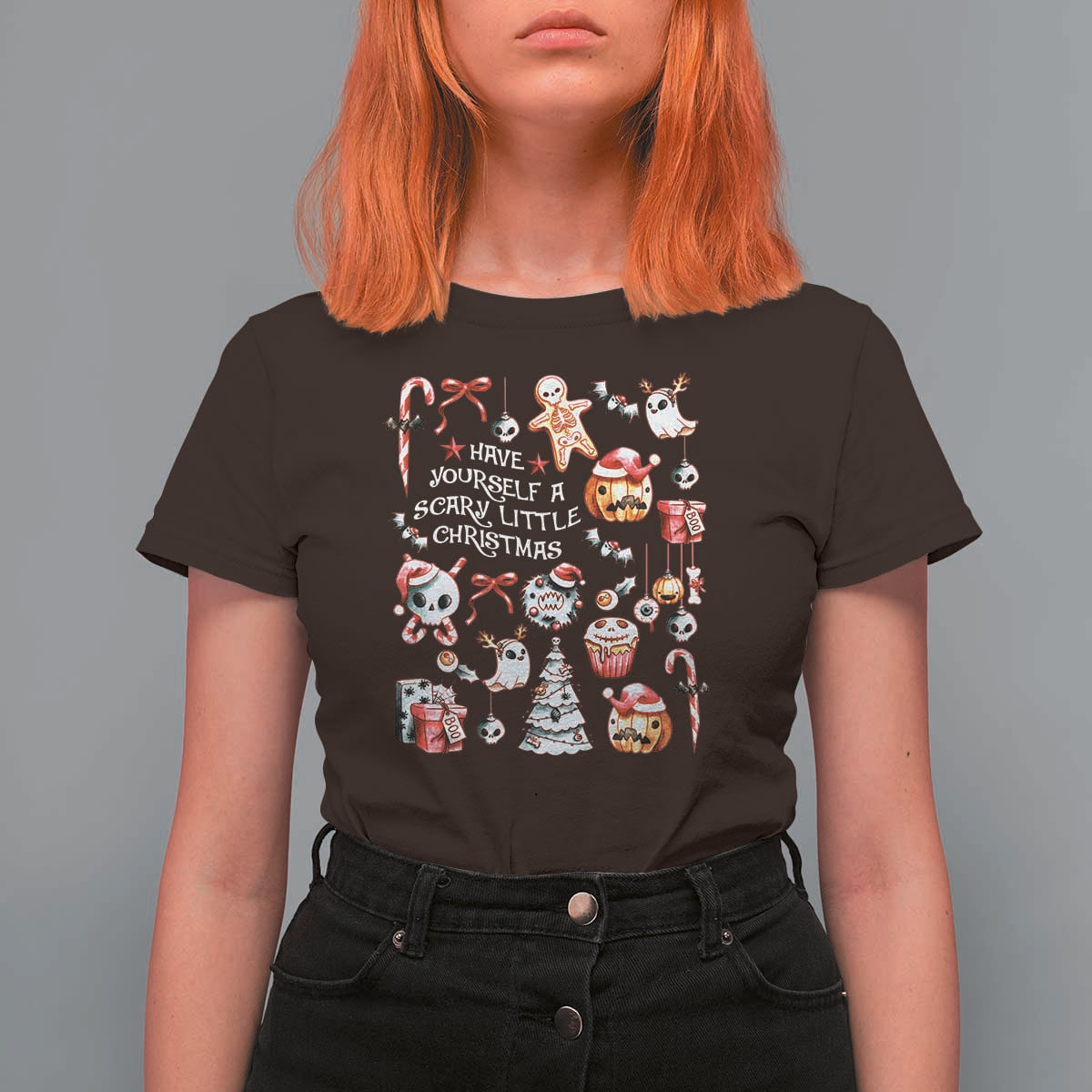 Gothic Xmas T Shirt For Women Have Yourself A Scary Little Christmas - Wonder Print Shop