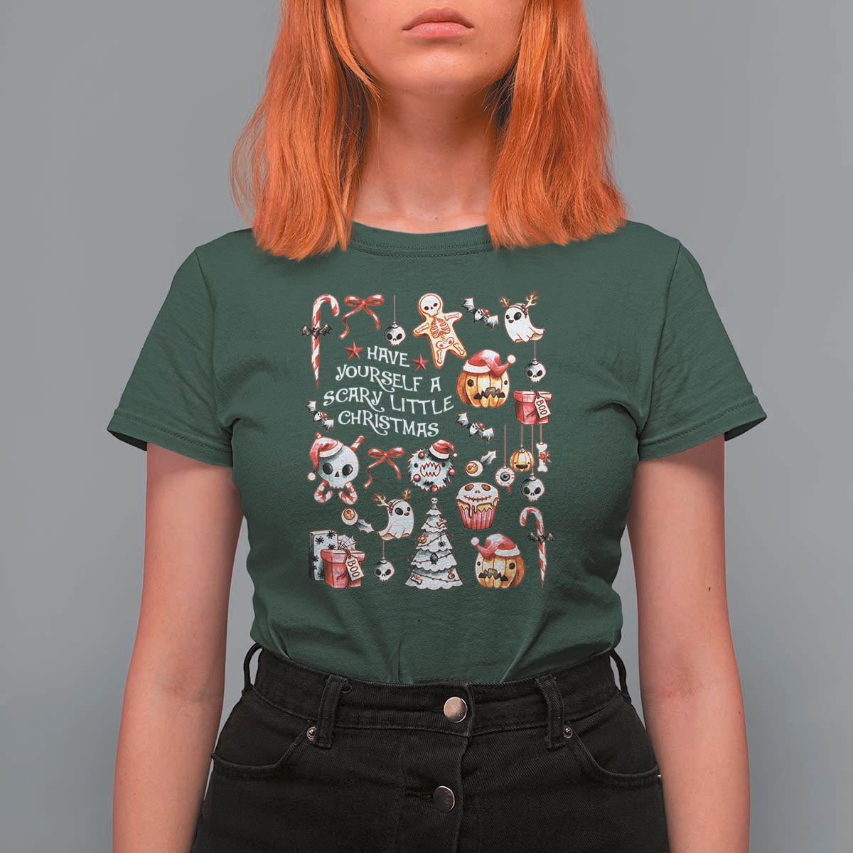 Gothic Xmas T Shirt For Women Have Yourself A Scary Little Christmas - Wonder Print Shop