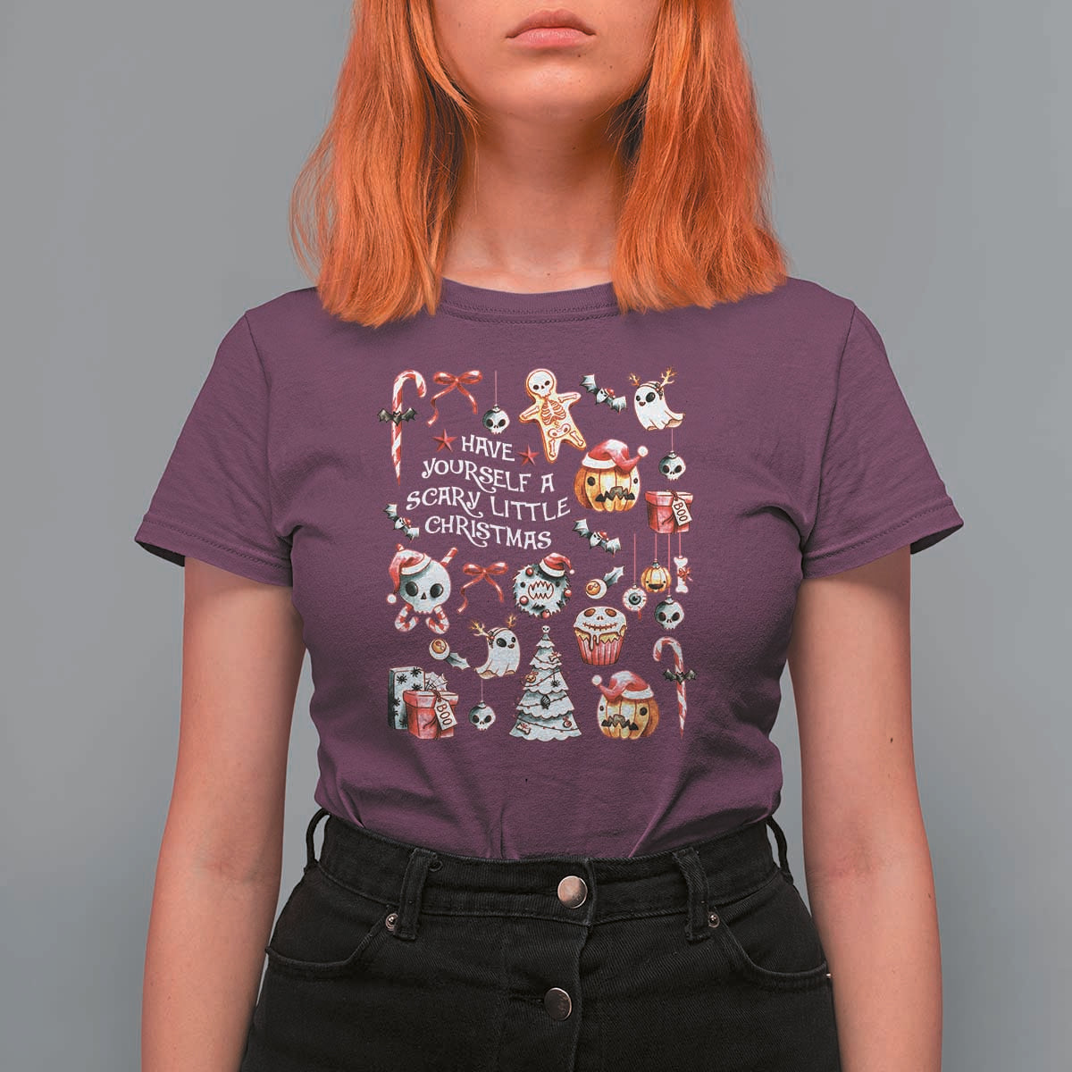 Gothic Xmas T Shirt For Women Have Yourself A Scary Little Christmas - Wonder Print Shop