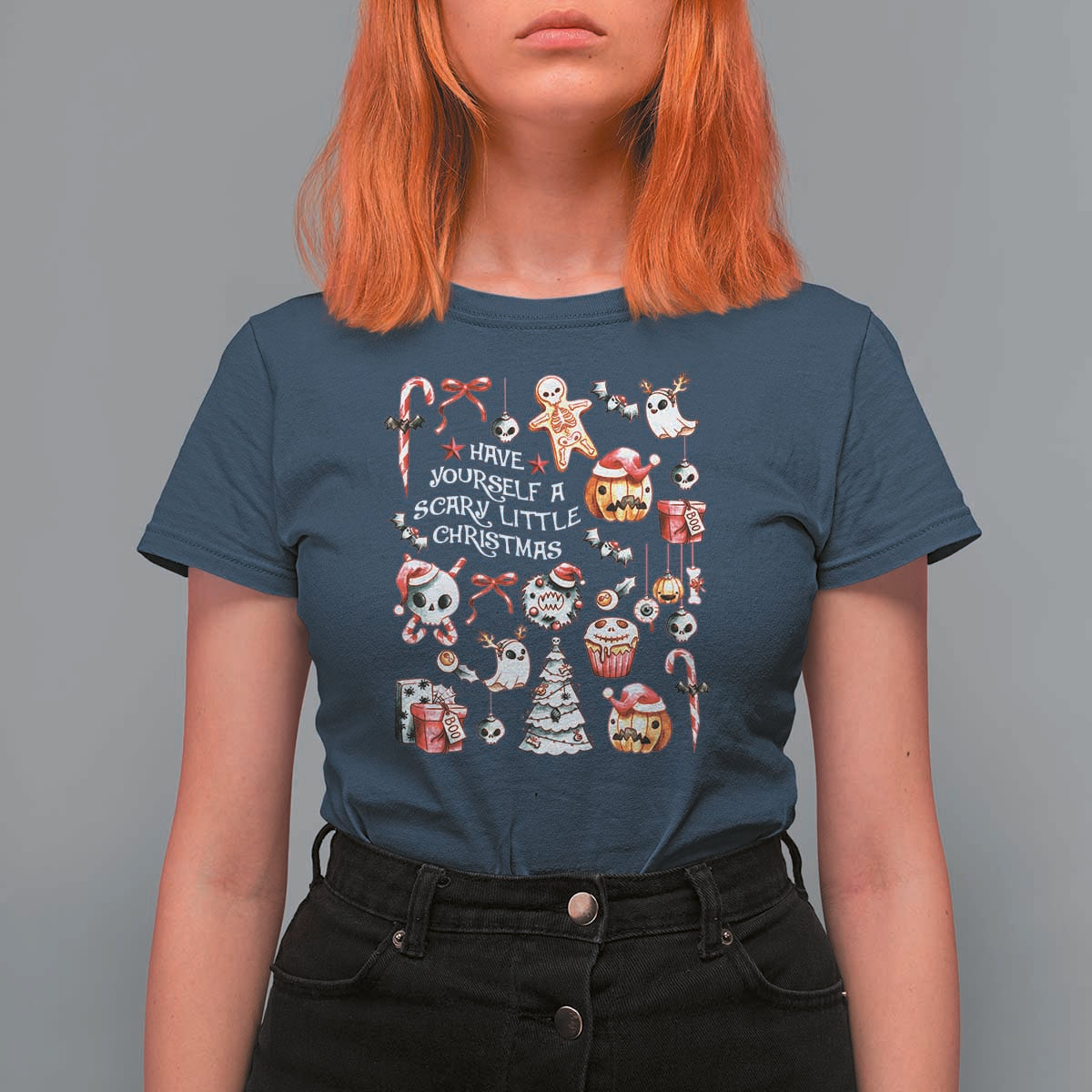 Gothic Xmas T Shirt For Women Have Yourself A Scary Little Christmas - Wonder Print Shop