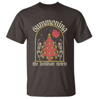 Gothic Xmas T Shirt Summoning Holiday Spirit Skeleton Christmas Tree - Wonder Print Shop