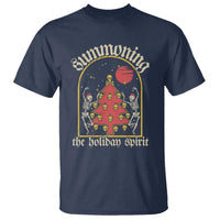 Gothic Xmas T Shirt Summoning Holiday Spirit Skeleton Christmas Tree - Wonder Print Shop