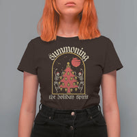 Gothic Xmas T Shirt For Women Summoning Holiday Spirit Skeleton Christmas Tree - Wonder Print Shop