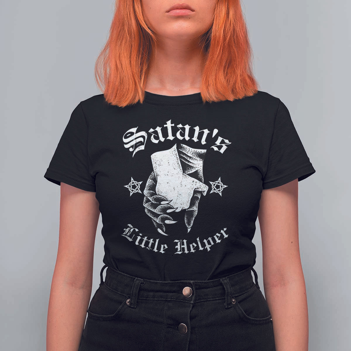 Funny Xmas Satan's Little Helper T Shirt For Women - Wonder Print Shop