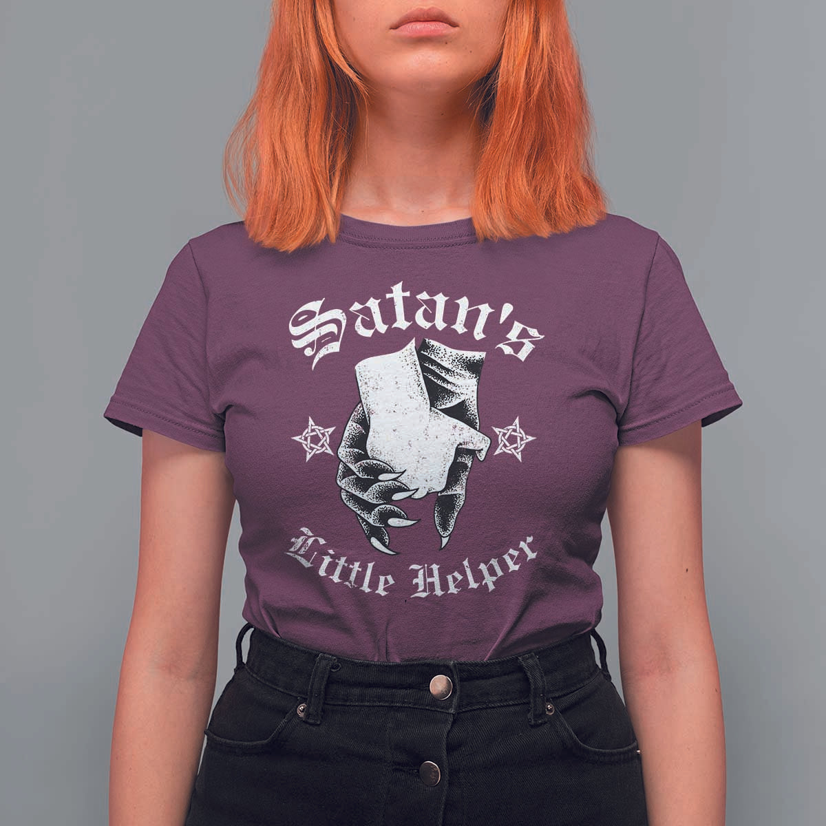 Funny Xmas Satan's Little Helper T Shirt For Women - Wonder Print Shop