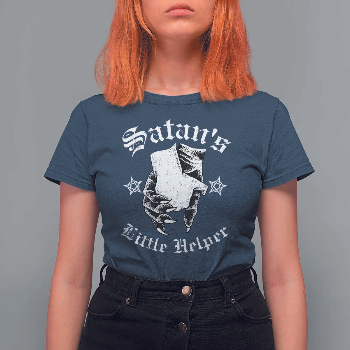 Funny Xmas Satan's Little Helper T Shirt For Women - Wonder Print Shop