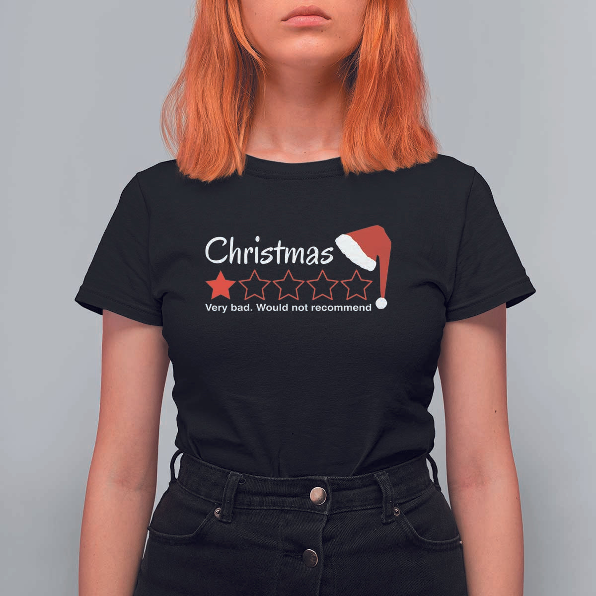 Funny Christmas Bah Humbug T Shirt For Women One Star Very Bad Would Not recommend - Wonder Print Shop