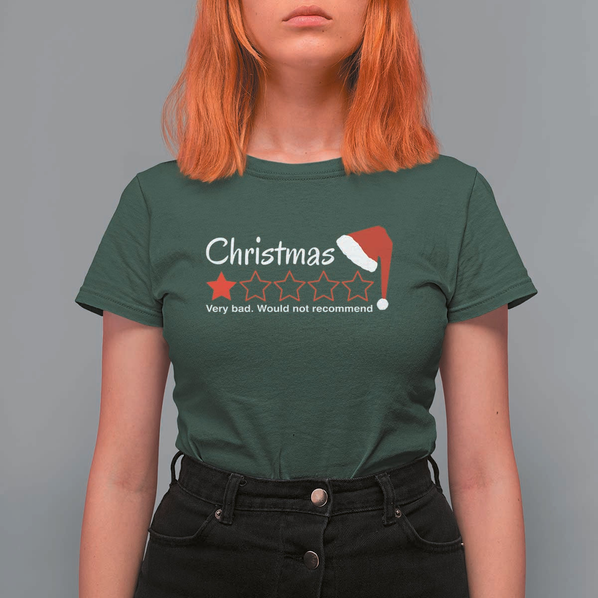 Funny Christmas Bah Humbug T Shirt For Women One Star Very Bad Would Not recommend - Wonder Print Shop