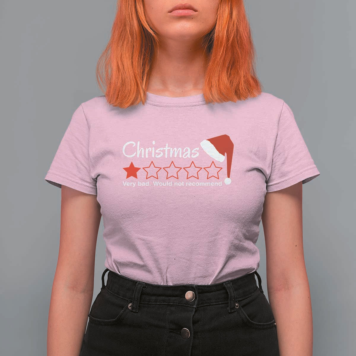Funny Christmas Bah Humbug T Shirt For Women One Star Very Bad Would Not recommend - Wonder Print Shop