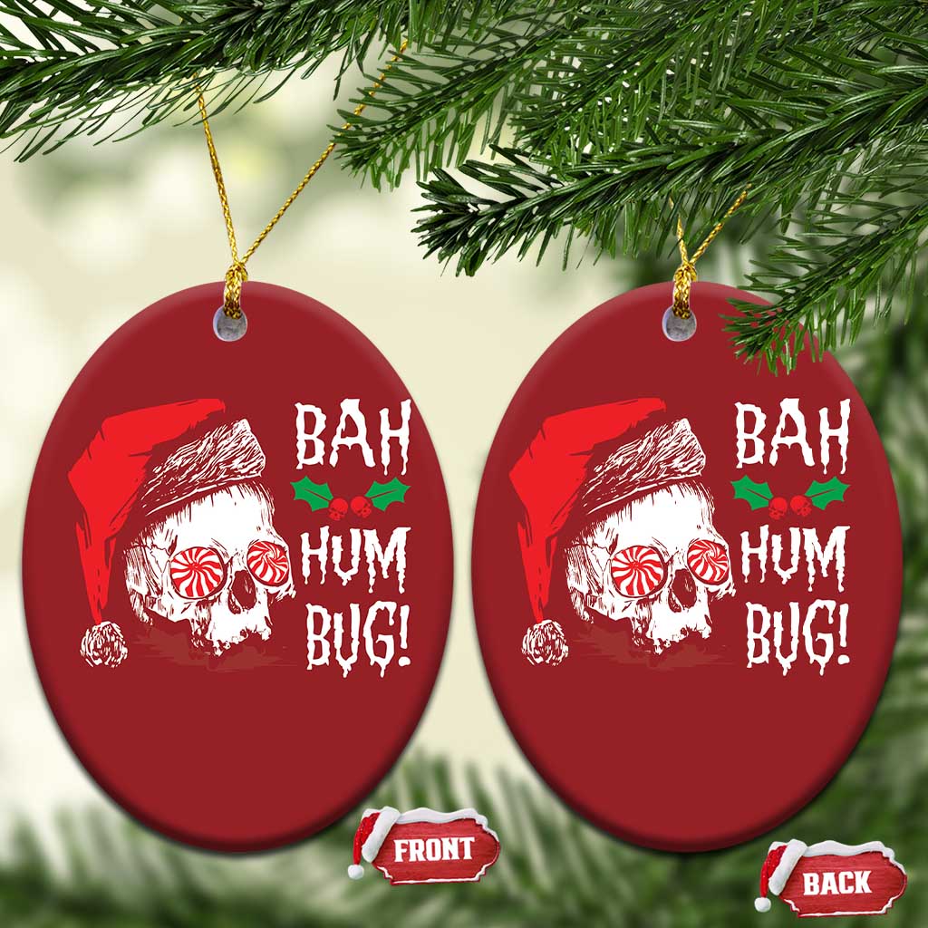Xmas Bah Humbug Skull Santa Hat Christmas Ornament - Wonder Print Shop