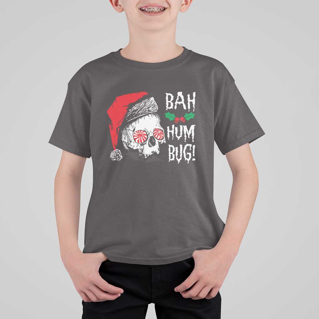 Christmas Bah Humbug Skull Santa Hat T Shirt For Kid - Wonder Print Shop