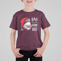Christmas Bah Humbug Skull Santa Hat T Shirt For Kid - Wonder Print Shop