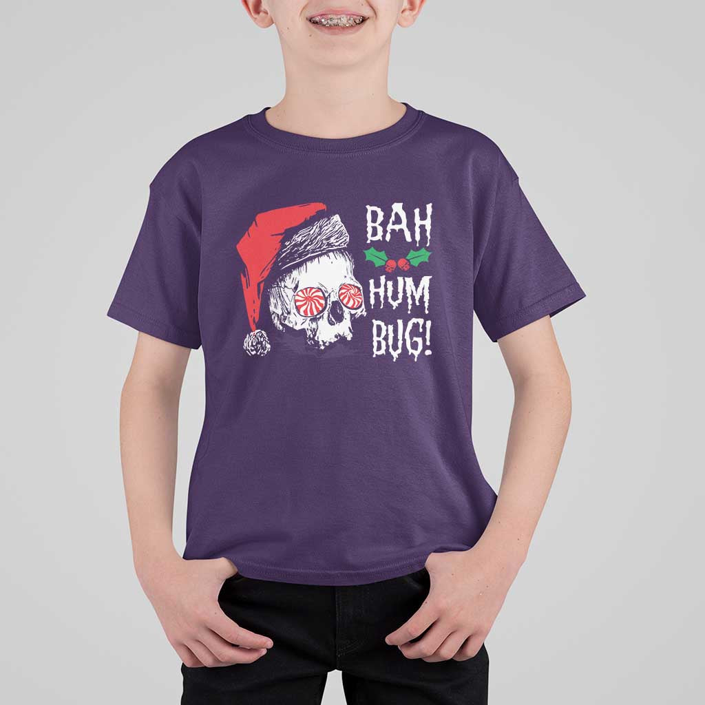 Christmas Bah Humbug Skull Santa Hat T Shirt For Kid - Wonder Print Shop