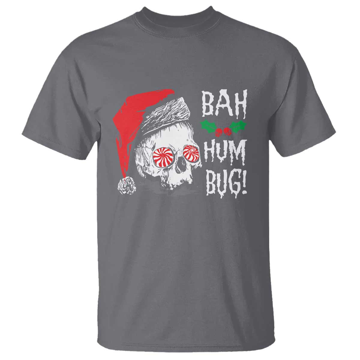 Christmas Bah Humbug Skull Santa Hat T Shirt - Wonder Print Shop