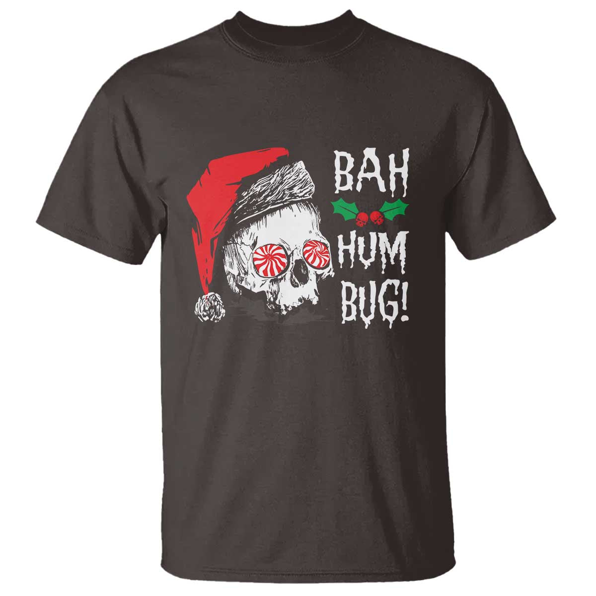 Christmas Bah Humbug Skull Santa Hat T Shirt - Wonder Print Shop