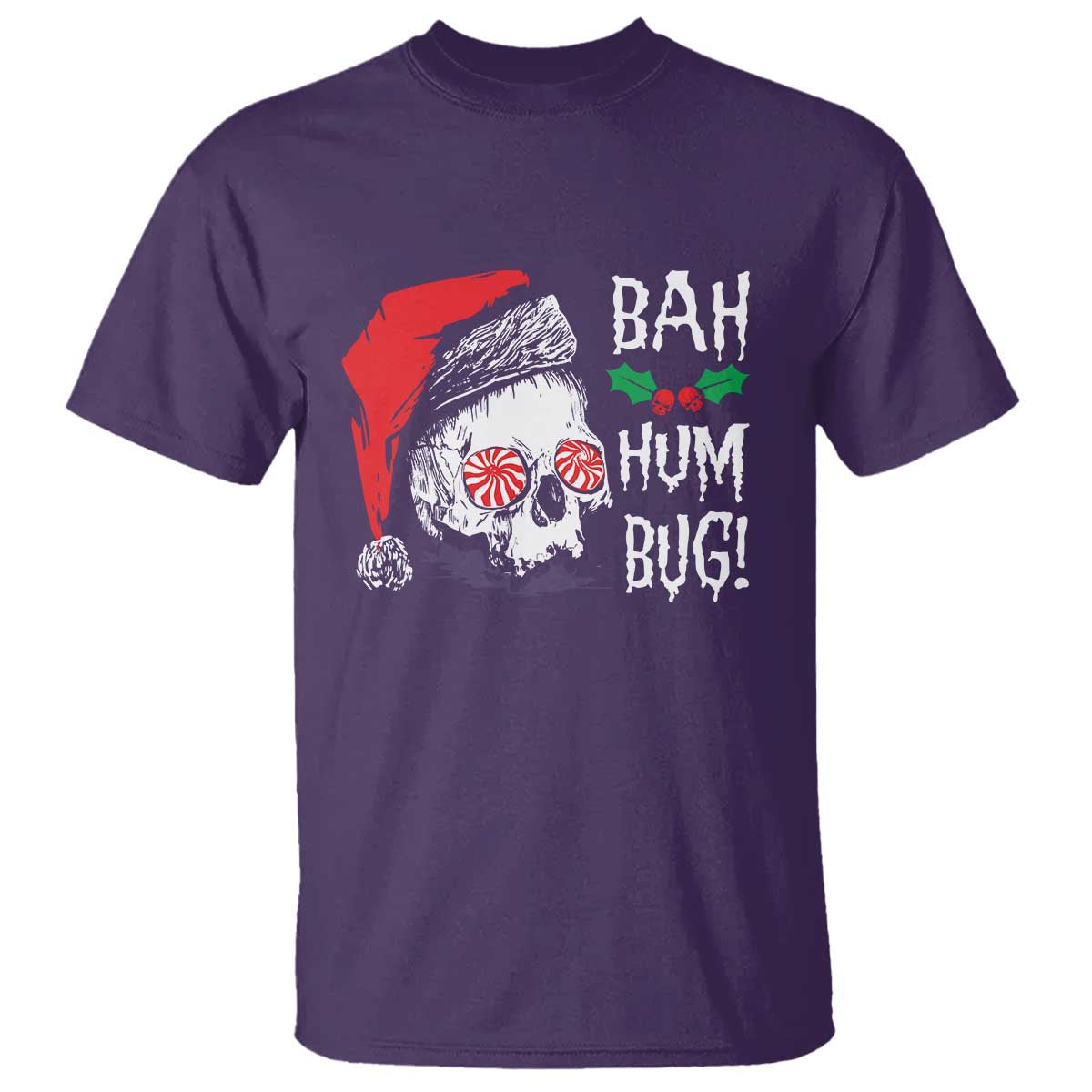 Christmas Bah Humbug Skull Santa Hat T Shirt - Wonder Print Shop