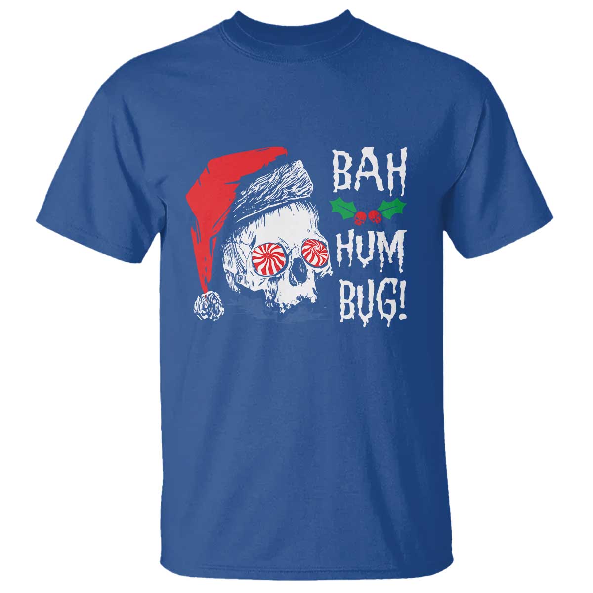 Christmas Bah Humbug Skull Santa Hat T Shirt - Wonder Print Shop