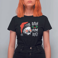 Christmas Bah Humbug Skull Santa Hat T Shirt For Women - Wonder Print Shop