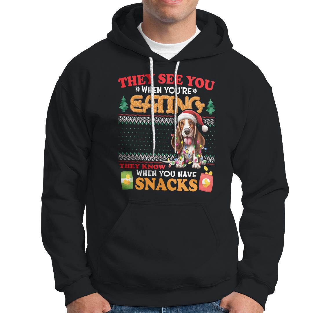 Christmas Hoodie Basset Hound See You're Eating Dog Lover - Wonder Print Shop