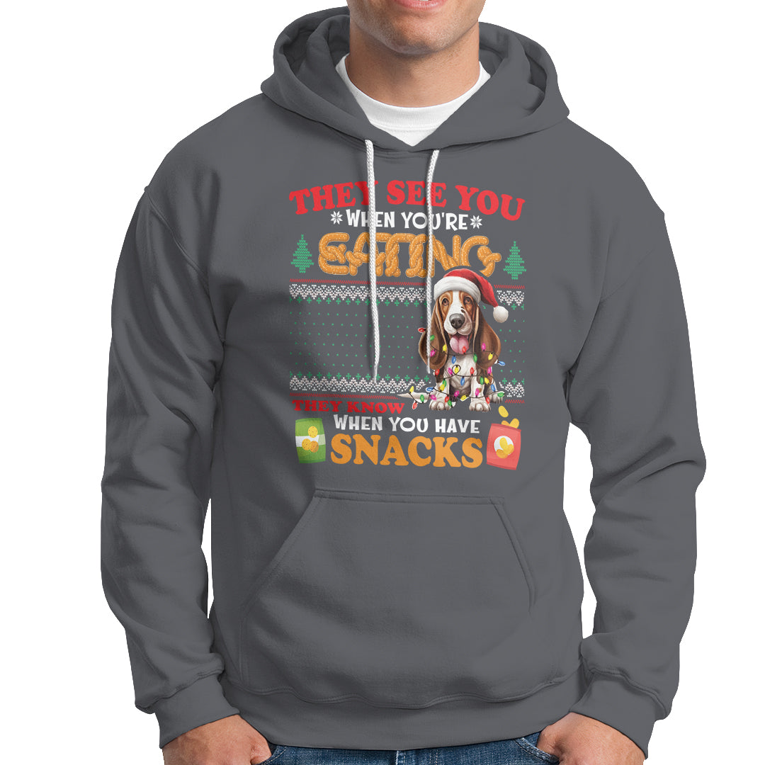 Christmas Hoodie Basset Hound See You're Eating Dog Lover - Wonder Print Shop