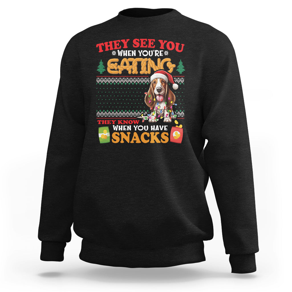 Christmas Sweatshirt Basset Hound See You're Eating Dog Lover - Wonder Print Shop
