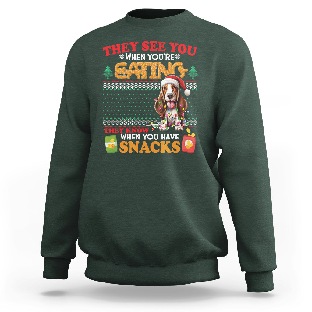 Christmas Sweatshirt Basset Hound See You're Eating Dog Lover - Wonder Print Shop