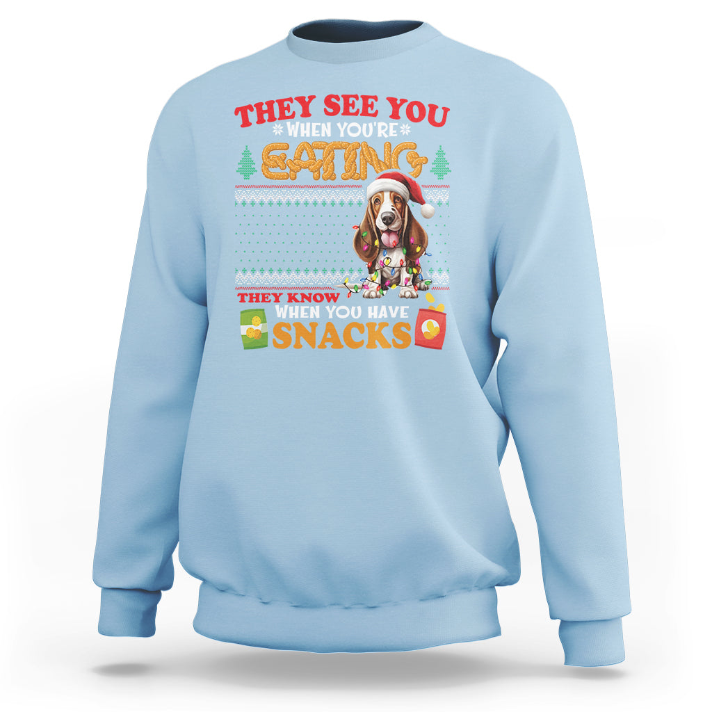 Christmas Sweatshirt Basset Hound See You're Eating Dog Lover - Wonder Print Shop