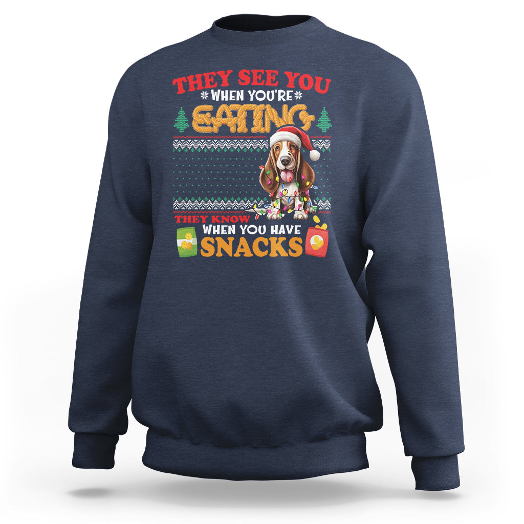 Christmas Sweatshirt Basset Hound See You're Eating Dog Lover - Wonder Print Shop